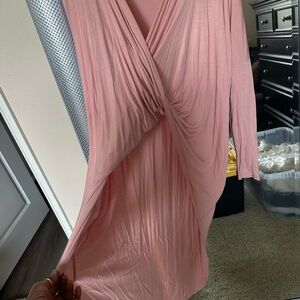 Elegant Pink Draped Dress
